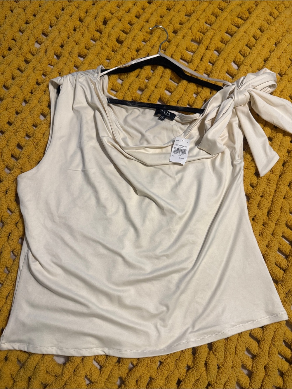 Alfani Cream One-Shoulder Tie Detail Drape Tank